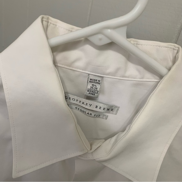 Men’s White Geoffrey Beene Collard Long-Sleeve Button Down Dress Shirt - Picture 3 of 8